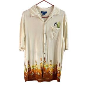 Vintage Puritan 100% Rayon Men's Tequila Margarita Theme Hawaiian Shirt Size L